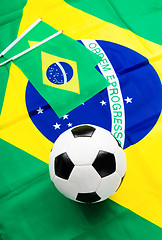 Image showing Brazil flag and soccer ball