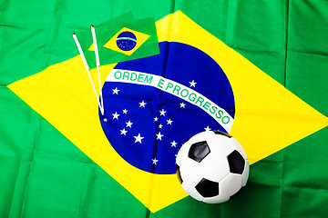 Image showing Soccer ball with brazilian flag 