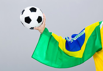 Image showing Hand scratch with football with brazil flag