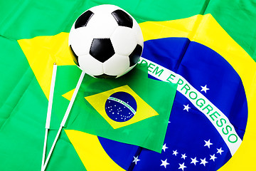 Image showing Brazilian flag and soccer ball