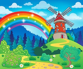 Image showing Spring theme with windmill