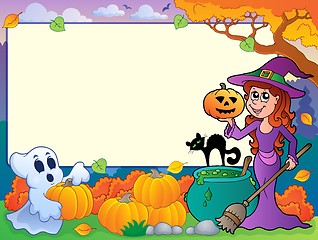 Image showing Autumn frame with Halloween theme 6