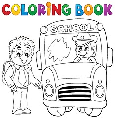 Image showing Coloring book school bus theme 4