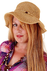 Image showing Portrait of woman with hat.