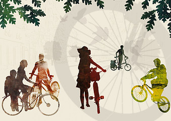 Image showing People and Bikes