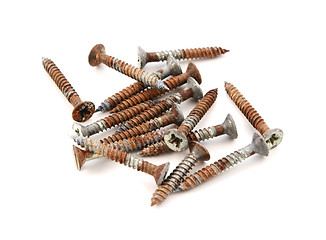 Image showing Rusty wood screws