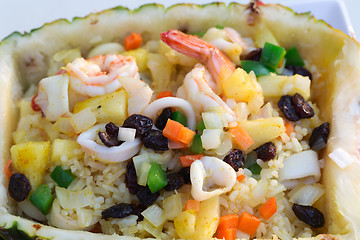 Image showing rice with seafood in a pineapple