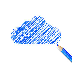Image showing Blue cloud drawn with pencil
