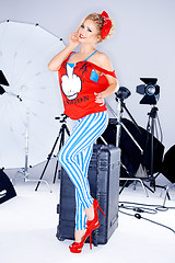 Image showing Trendy woman in a photo shoot