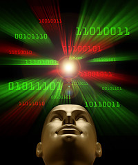 Image showing Artifical intelligence as symbolized by green and red binary cod