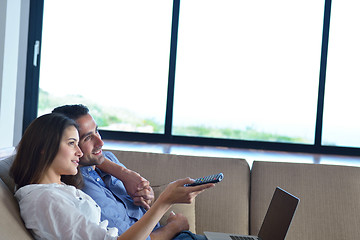 Image showing Couple on sofa