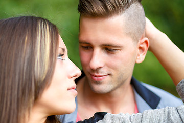 Image showing Happy smiling young couple outdoor