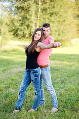 Image showing Happy smiling young couple outdoor