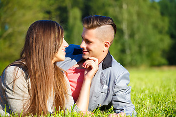 Image showing Happy smiling young couple outdoor