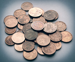 Image showing Retro look Euro coins