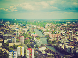 Image showing Retro look Berlin aerial view