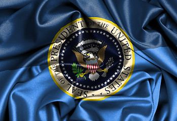 Image showing Satin flag with emblem