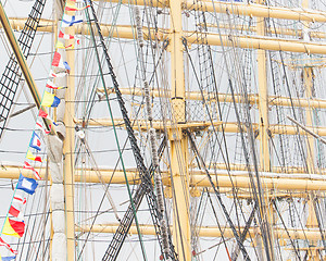 Image showing Old sail and old ship masts