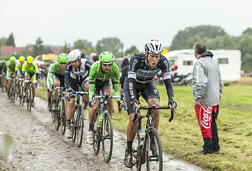 Image showing The Cyclist Niki Terpstra on a Cobbled Road - Tour de France 201