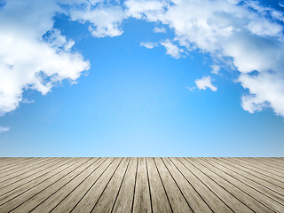 Image showing wooden jetty blue sky 