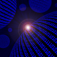 Image showing Spheres of blue binary code