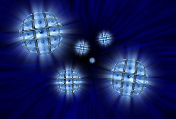 Image showing Spheres with video screens showing eyes in a vortex