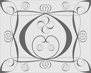 Image showing Design background with hearts and spirals on gray