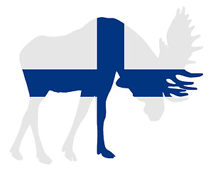 Image showing Rutting moose in finnish flag