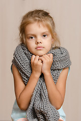 Image showing Diseased five year old girl wrapped in a scarf