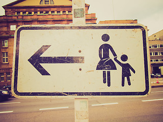 Image showing Retro look Pedestrian area sign