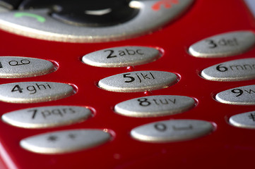 Image showing Macro shot of red mobile phone