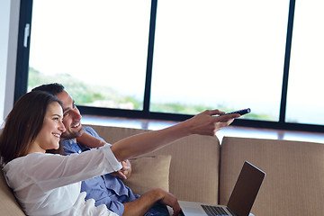 Image showing Couple on sofa