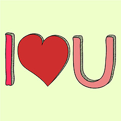 Image showing Doodle I love you text