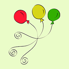 Image showing Doodle purple and yellow balloons