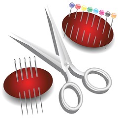 Image showing scissors, needles and pins