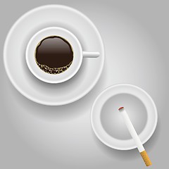 Image showing cup of coffee and cigarette