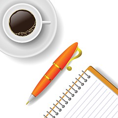 Image showing cup of coffee and pen