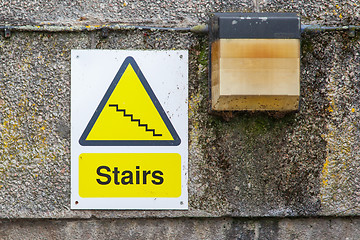 Image showing Plastic sign, stairs