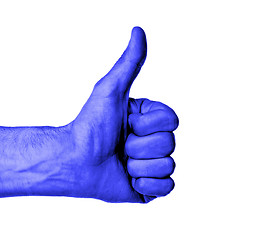 Image showing Closeup of male hand showing thumbs up sign