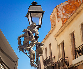 Image showing Original lamp on the street in the city of Retimno, the island o