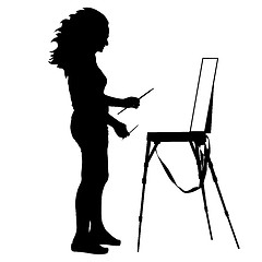 Image showing Silhouette, artist at work on a white background, vector illustr