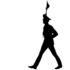 Image showing Silhouette soldiers during a military parade. Vector illustratio