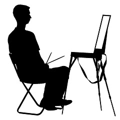 Image showing Silhouette, artist at work on a white background, vector illustr