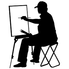 Image showing Silhouette, artist at work on a white background, vector illustr
