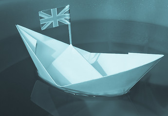 Image showing Paper ship with UK Flag