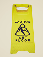 Image showing Retro look Caution wet floor