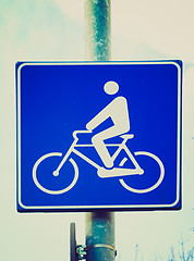 Image showing Retro look Bike lane sign