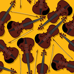 Image showing Violins and bow pattern