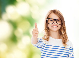 Image showing little girl with black eyeglasses