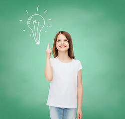 Image showing smiling little girl in white blank t-shirt